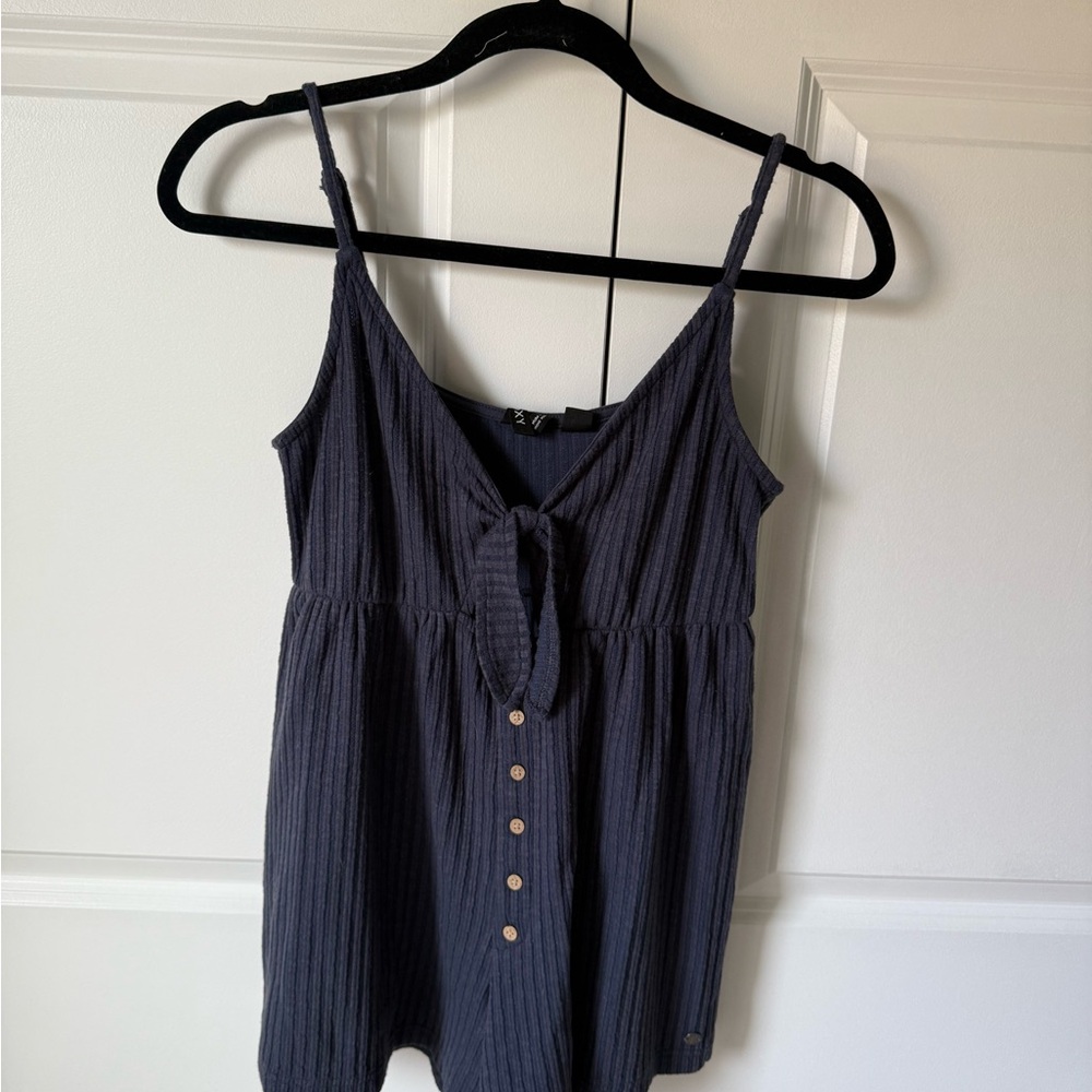 Roxy Dark Blue Button-Front Jumpsuit